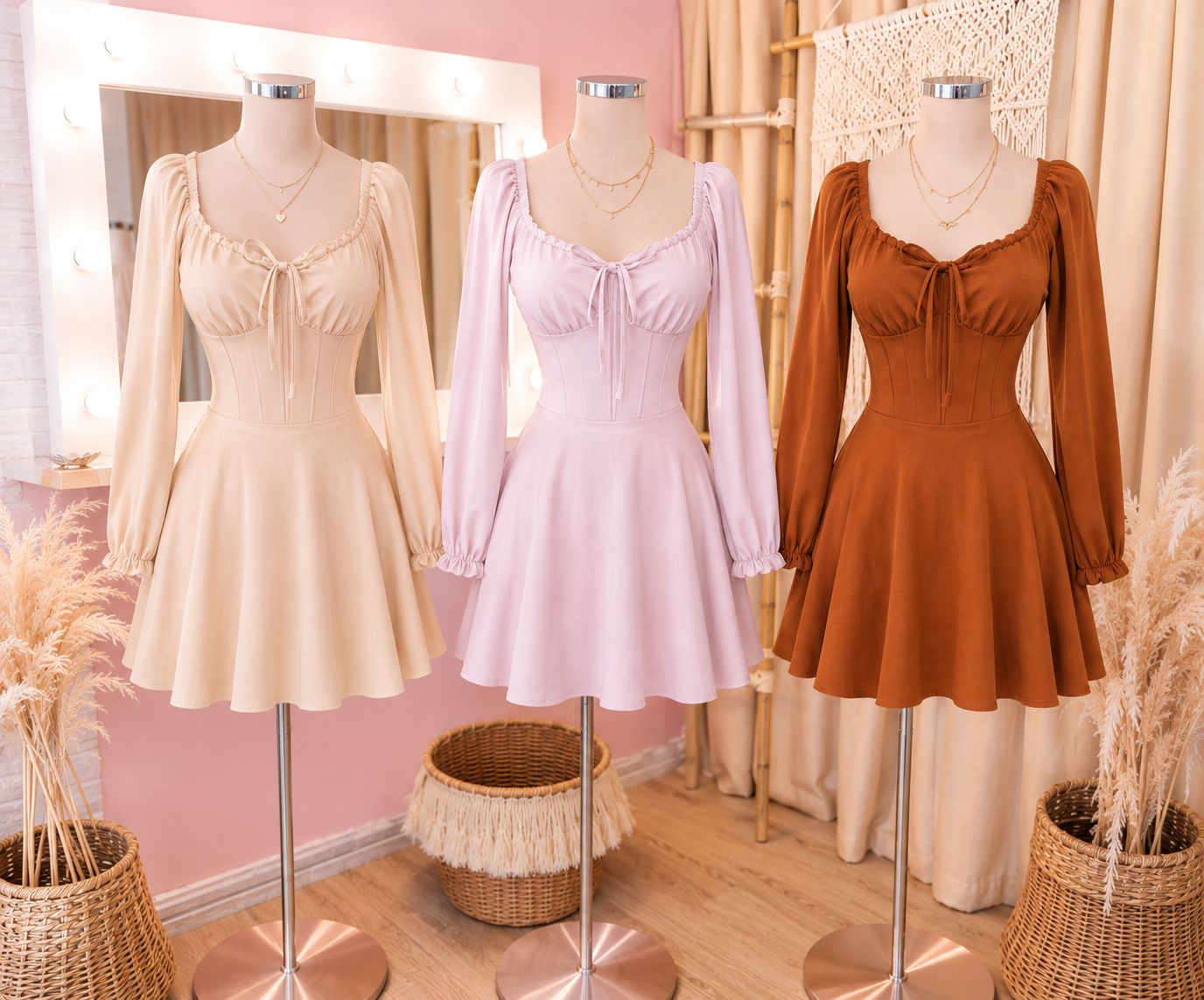 Vestido Short Lucia Manga Larga