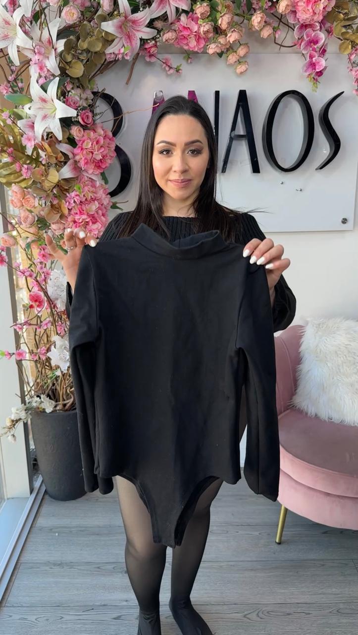 Body Manga Larga Cuello Alto (Lycra - Algodón)