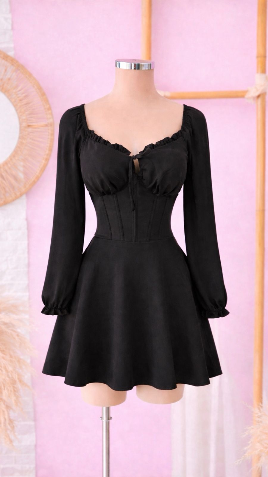 Vestido Short Lucia Manga Larga