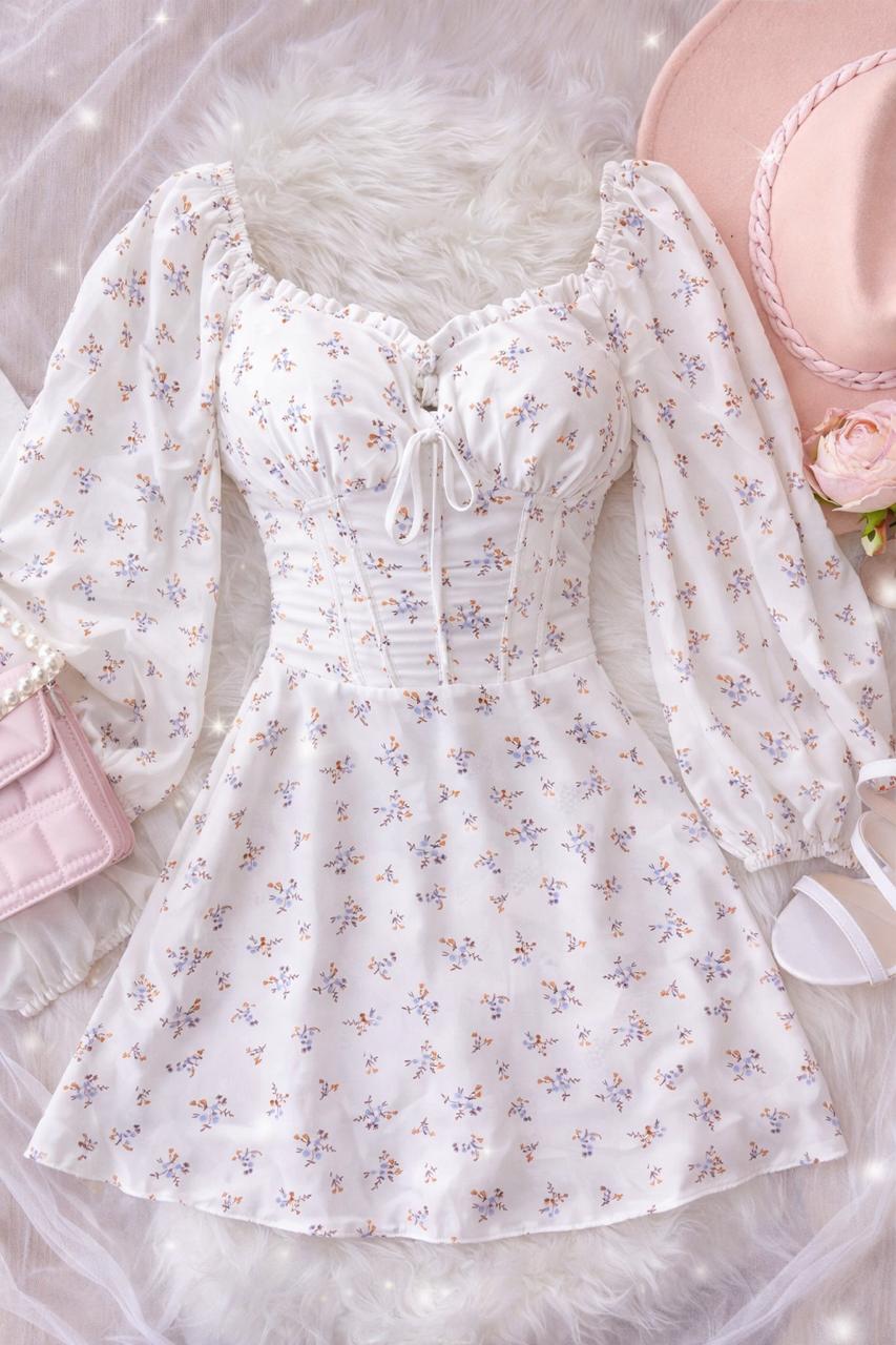 Vestido Short Lucia Manga Larga Estampado