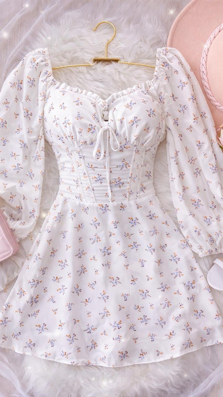 Vestido Short Lucia Manga Larga Estampado