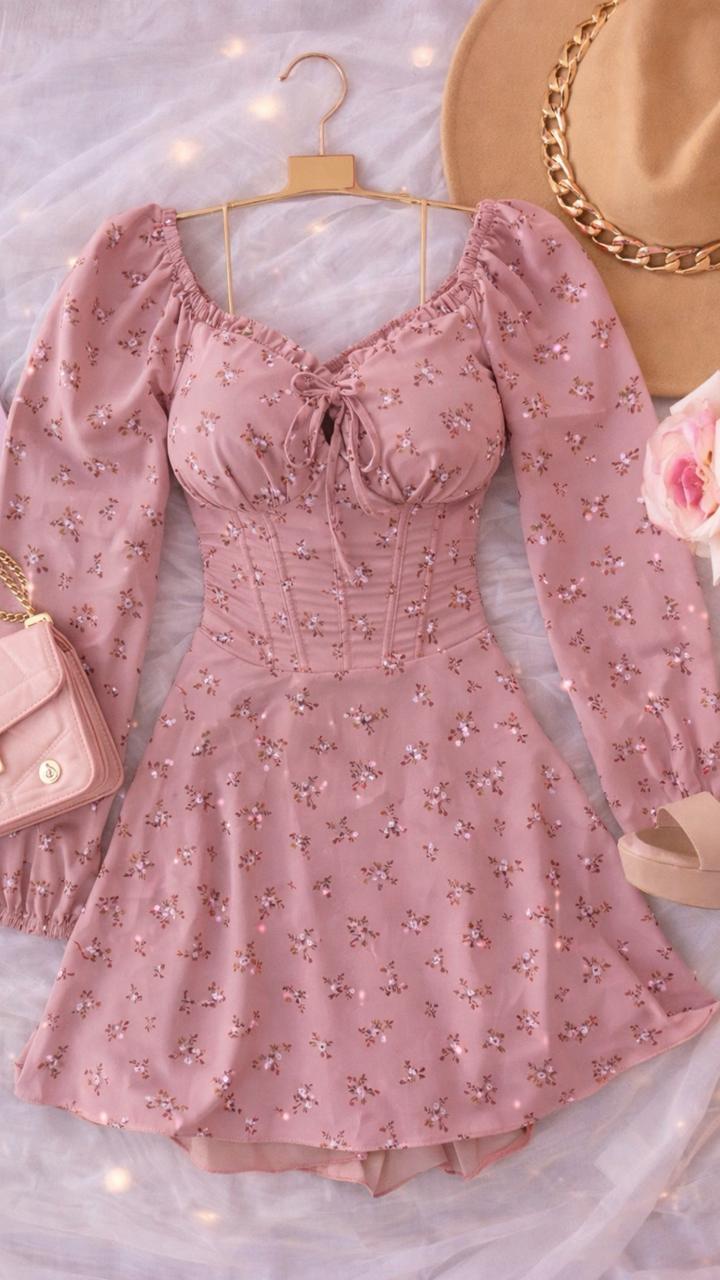 Vestido Short Lucia Manga Larga Estampado