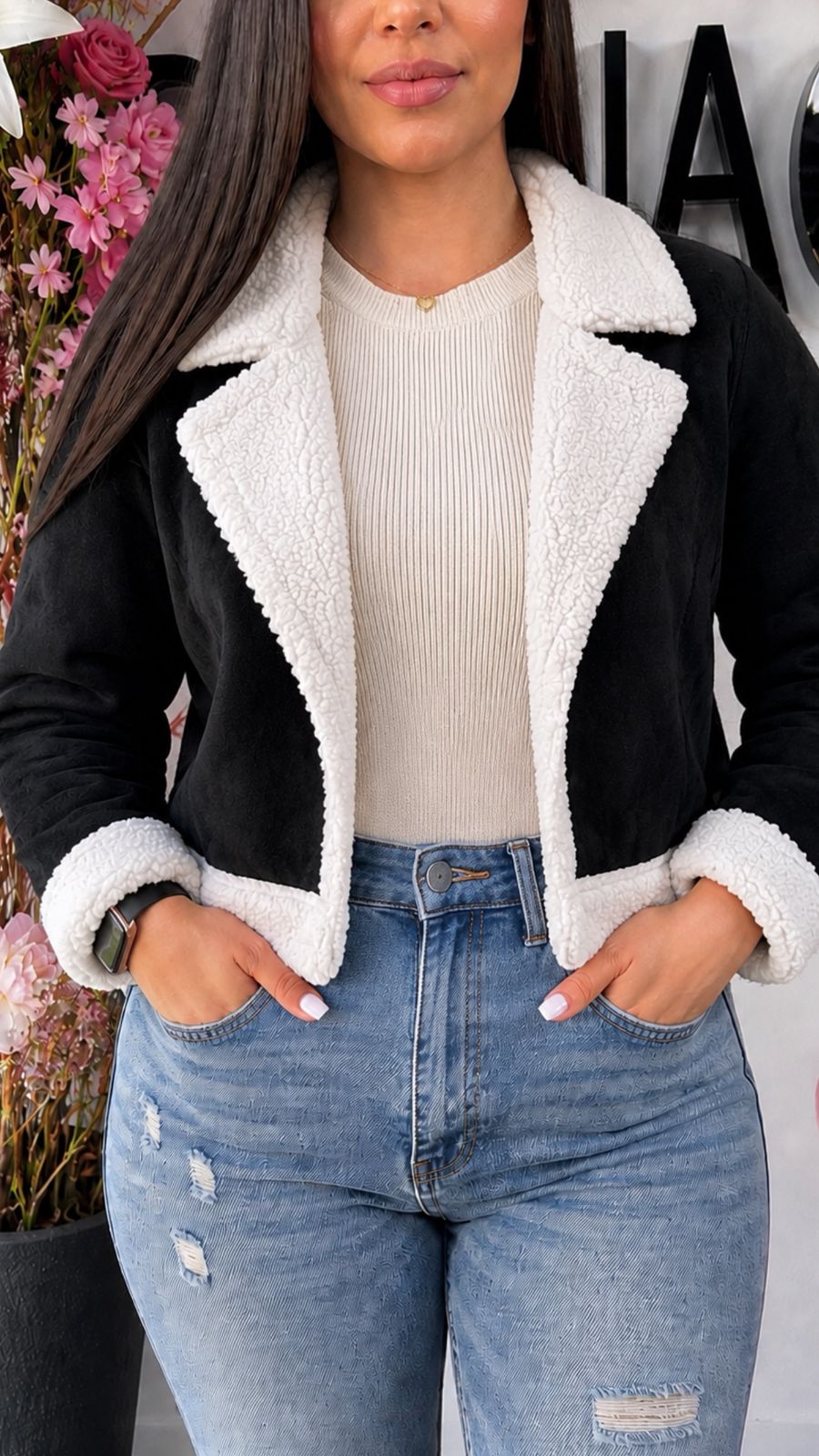 Chaqueta Aviadora Teddy - Gamuzada