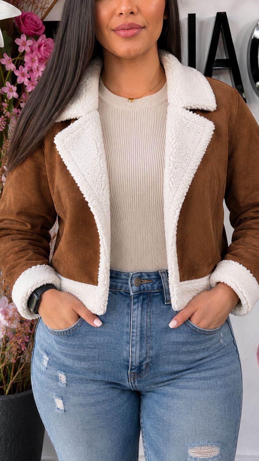 Chaqueta Aviadora Teddy - Gamuzada