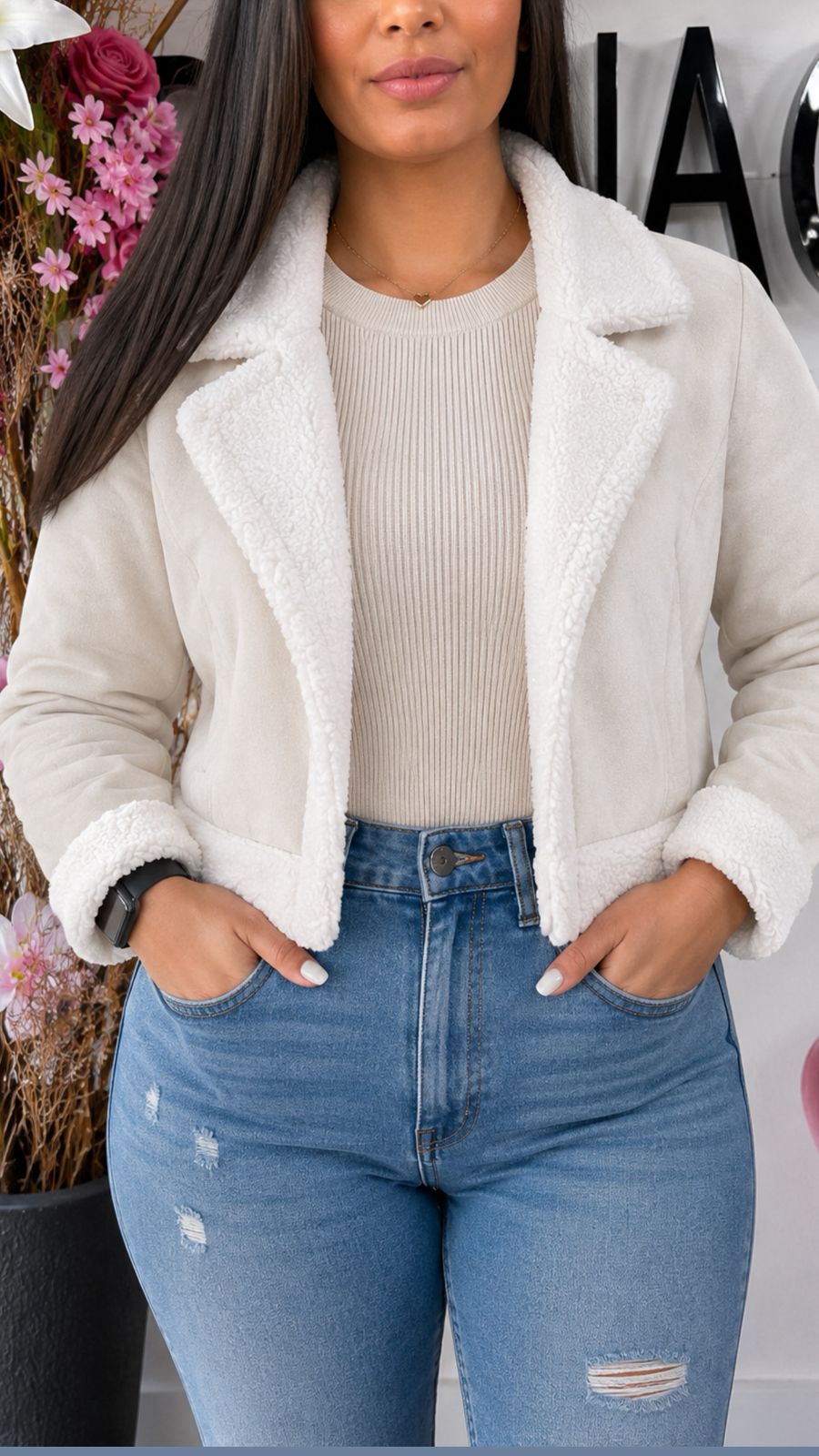 Chaqueta Aviadora Teddy - Gamuzada