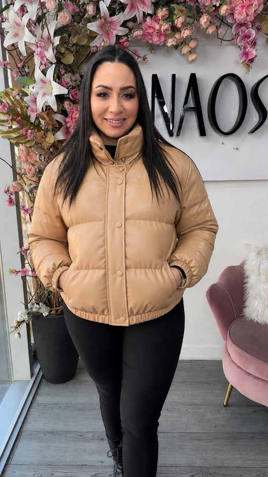 Chaqueta Puffa Ecocuero Manga Larga