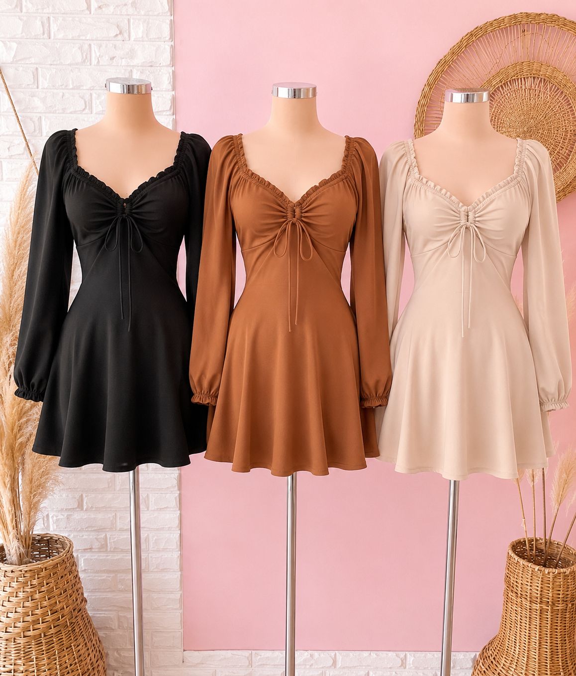 Vestido Short Carla Manga Larga