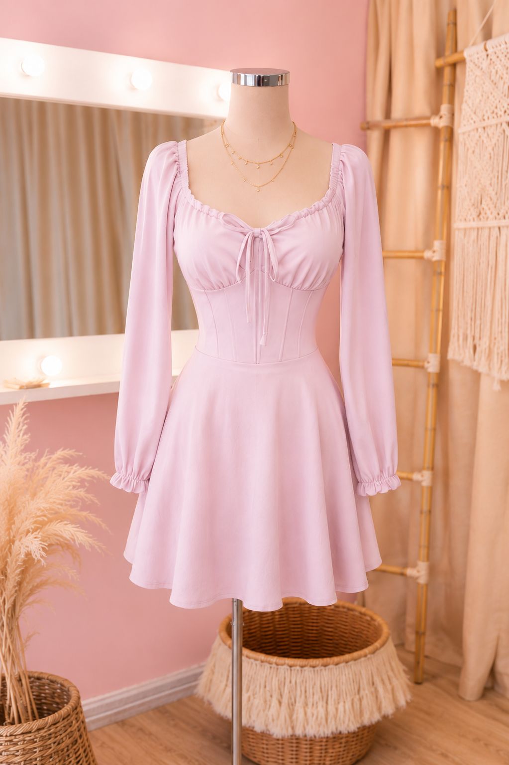 Vestido Short Lucia Manga Larga - Unica / Rosa
