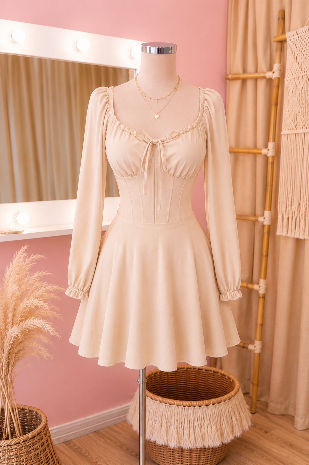Vestido Short Lucia Manga Larga