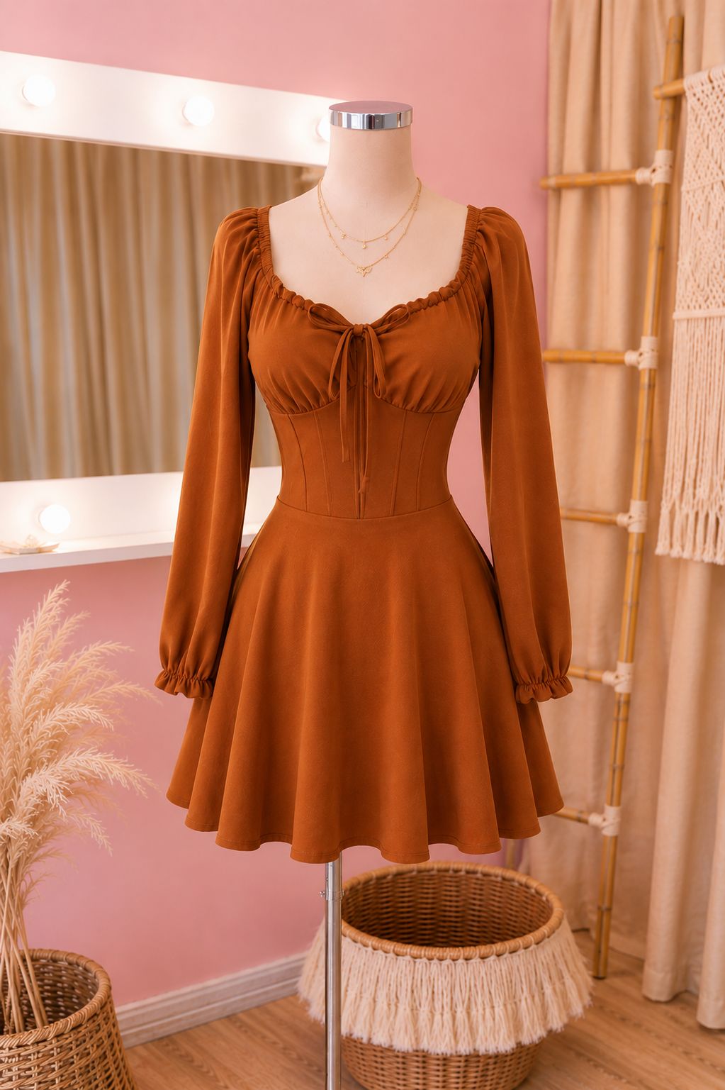 Vestido Short Lucia Manga Larga