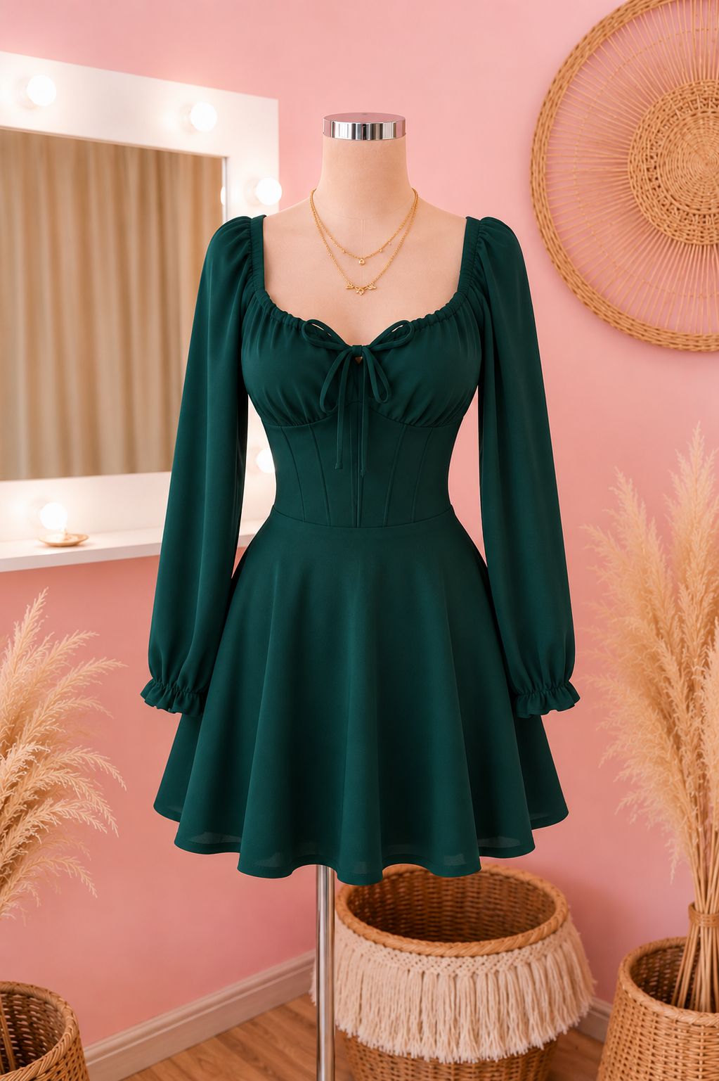 Vestido Short Lucia Manga Larga