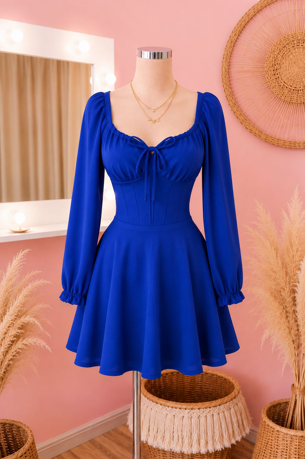 Vestido Short Lucia Manga Larga