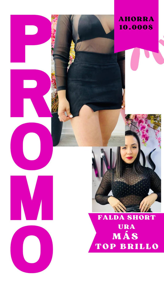 Falda Short Ura + Polera Vanessa Trasparenicia